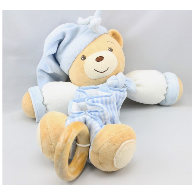 Doudou musical accordéon ours bleu rayé blue KALOO