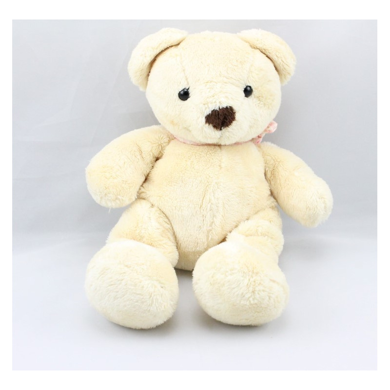Doudou ours écru foulard rose NICOTOYY