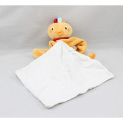 Doudou oiseau poule orange rouge bleu mouchoir cajou SUCRE D'ORGE