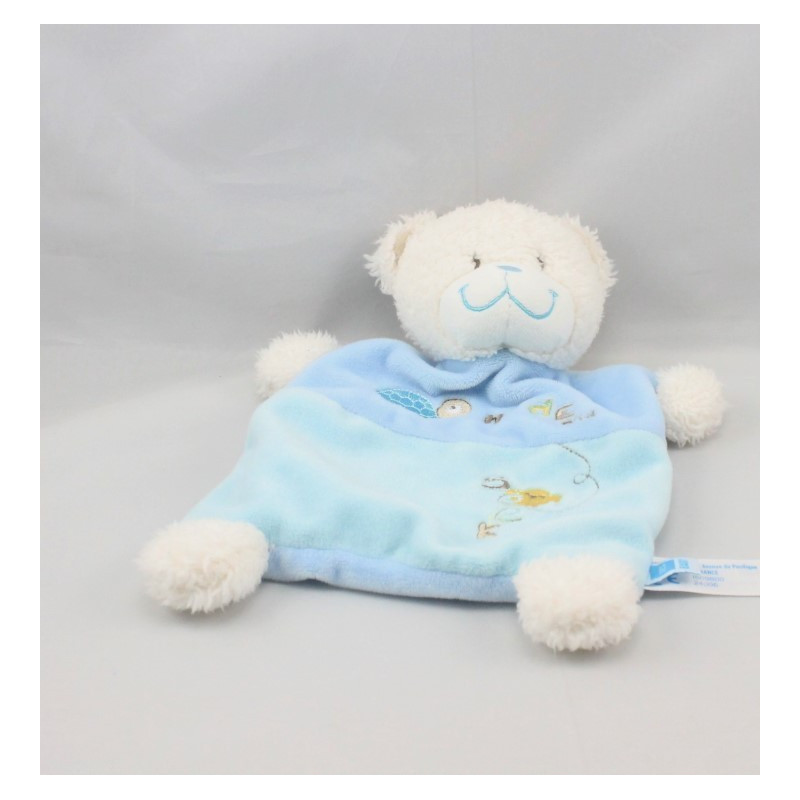 Doudou plat ours bleu tortue TEX BABY 