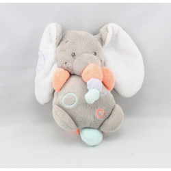 Doudou éléphant girs orange bleu mauve Bubbles NATTOU