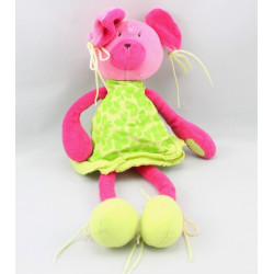 Doudou souris rose robe verte MARESE