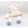 Doudou Vache blanche violet rose Nounours