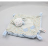 Doudou plat mouton blanc beige bleu laine NICOTOY