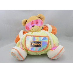 Doudou ours jaune orange rose lunette poche argenté cosmonaute KALOO