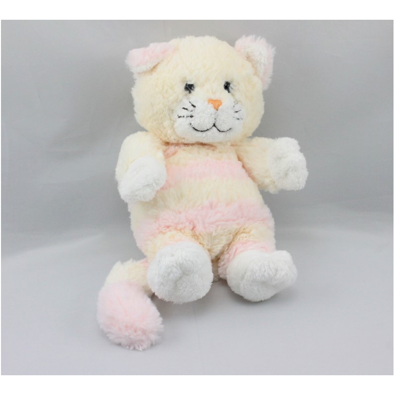 Doudou chat blanc tigré rose GIPSY