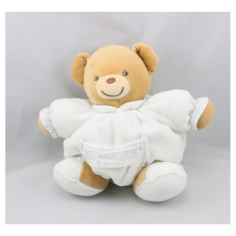 Doudou ours patapouf blanc feuille dragée KALOO