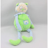 Doudou chat rayé bleu vert CP INTERNATIONAL