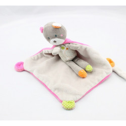 Doudou ours gris rose cape POMMETTE