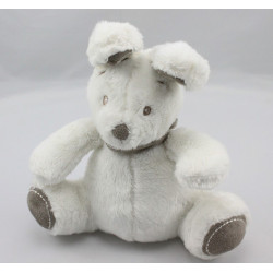 Doudou lapin blanc bandanas gris beige NICOTOY 20 cm