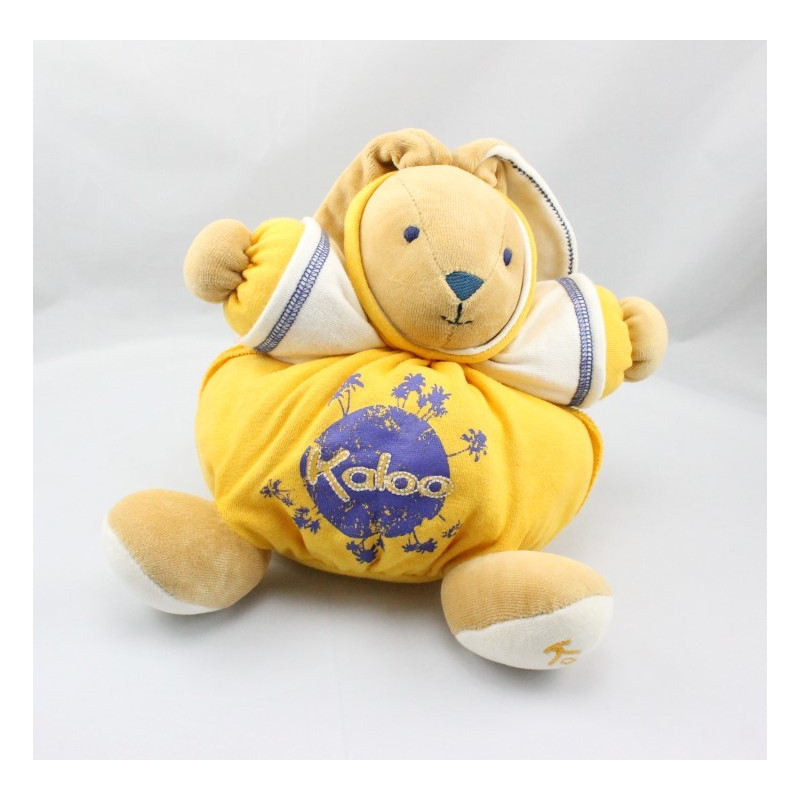 Doudou lapin jaune bleu Terre Créations Tendres et douces KALOO