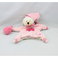 Doudou plat marionnette ours rose UN REVE DE BEBE