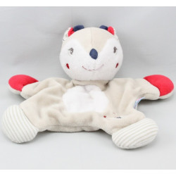 Doudou plat renne beige blanc rouge lune SUCRE D'ORGE 