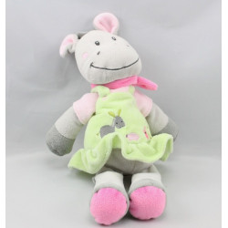 Doudou cheval ane gris rose vert NICOTOY