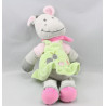 Doudou cheval ane gris rose vert NICOTOY