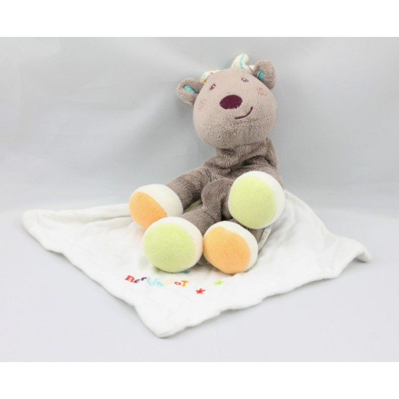 Doudou cerf renne elan marron mouchoir BERLINGOT