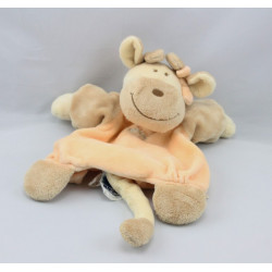 Doudou plat marionnette girafe Capucine beige orange NOUKIE'S