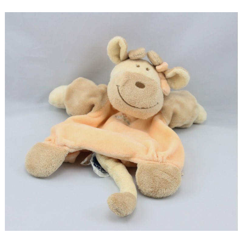 Doudou plat marionnette girafe Capucine beige orange NOUKIE'S