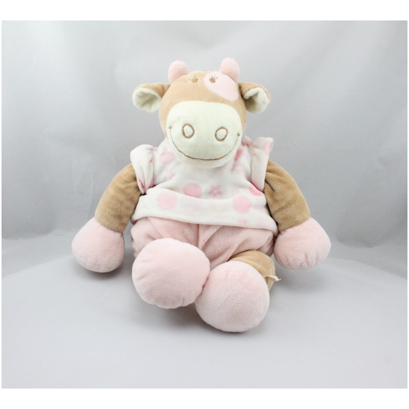 Grand Doudou vache rose rosalie Dotty lola pois fleurs NOUKIE'S