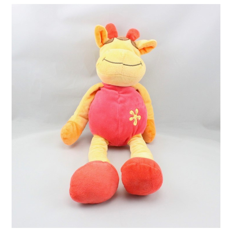 Doudou vache jaune rouge orange fleur DOUKIDOU