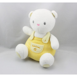 Doudou ours blanc salopette jaune LUMINOU 18 cm