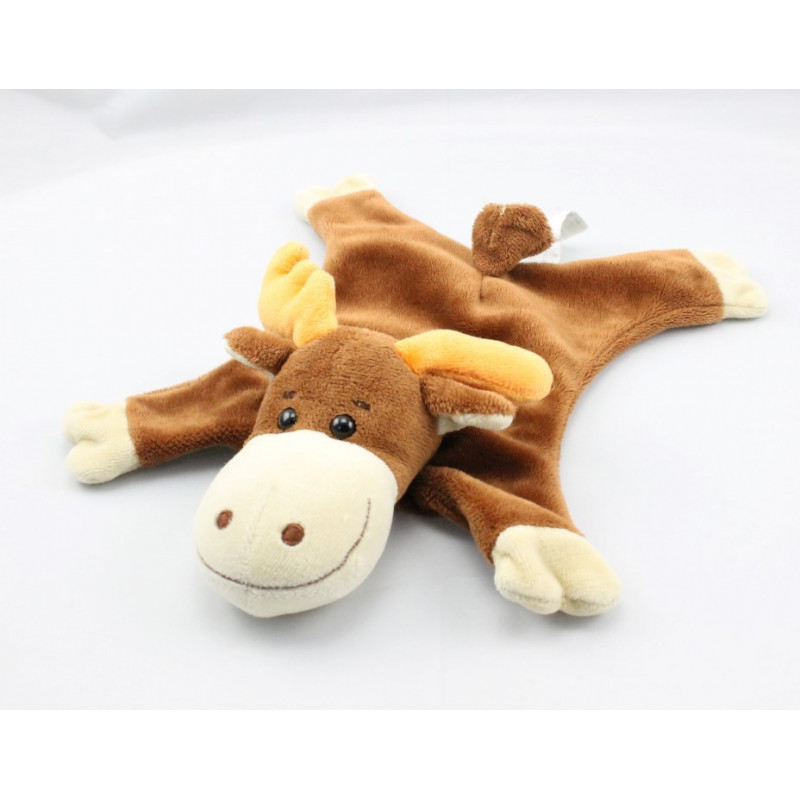 Doudou plat renne marron orange HAPPY HORSE