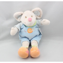 Doudou souris bleu escargot brodé NATTOU 