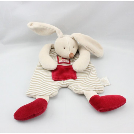 Doudou plat lapin beige rouge 123 lapins LINVOSGES MOULIN ROTYGES MOULIN ROTY