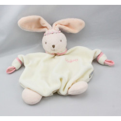 Doudou plat Lapin blanc rose lilirose bandeau Kaloodeau Kaloo