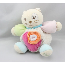 Doudou chat blanc rose vert bleu orange KALOO