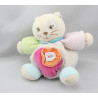 Doudou chat blanc rose vert bleu orange KALOO