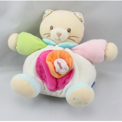 Doudou chat blanc rose vert bleu orange KALOO