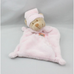 Doudou plat ours rose lune étoiles NICOTOY