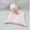 Doudou plat ours rose lune étoiles NICOTOY
