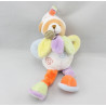 Doudou et compagnie hochet ours blanc col pétale jaune mauve bleu Nuage