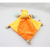 Doudou plat hippopotame orange jaune rayures NICOTOY