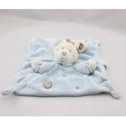 Doudou plat lapin bleu attache tétine cercles NICOTOY 