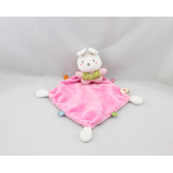 Doudou plat mon lapin rose vert pois NICOTOY