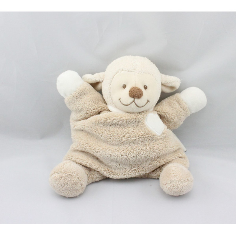 Doudou semi plat mouton beige blanc nuage NATTOU