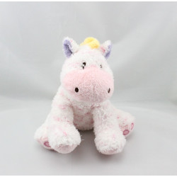 Doudou cheval zébre blanc mauve jaune rayé rose KIMBALOO