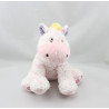 Doudou cheval zébre blanc mauve jaune rayé rose KIMBALOO