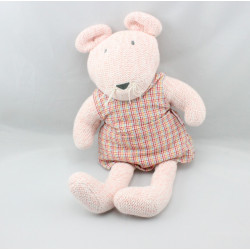 Doudou souris rose robe vichy laine COROLLE