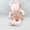 Doudou souris rose robe vichy laine COROLLE