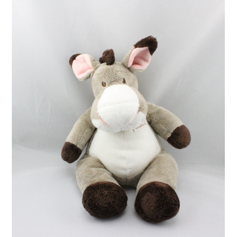 Doudou cheval ane gris marron blanc Little Friends NICOTOY