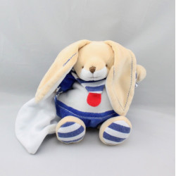 Doudou et compagnie lapin bleu blanc rouge mouchoir marin