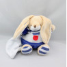 Doudou et compagnie lapin bleu blanc rouge mouchoir marin