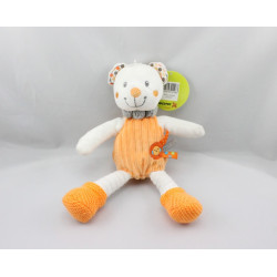 Doudou ours blanc orange oiseau NICOTOY