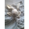 Doudou plat lapin blanc rayé bleu MOULIN ROTY