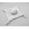 Doudou plat ours blanc col rayé gris GRAIN DE BLE
