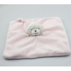 Doudou plat ours rose bonnet KIMBALOO LA HALLE 